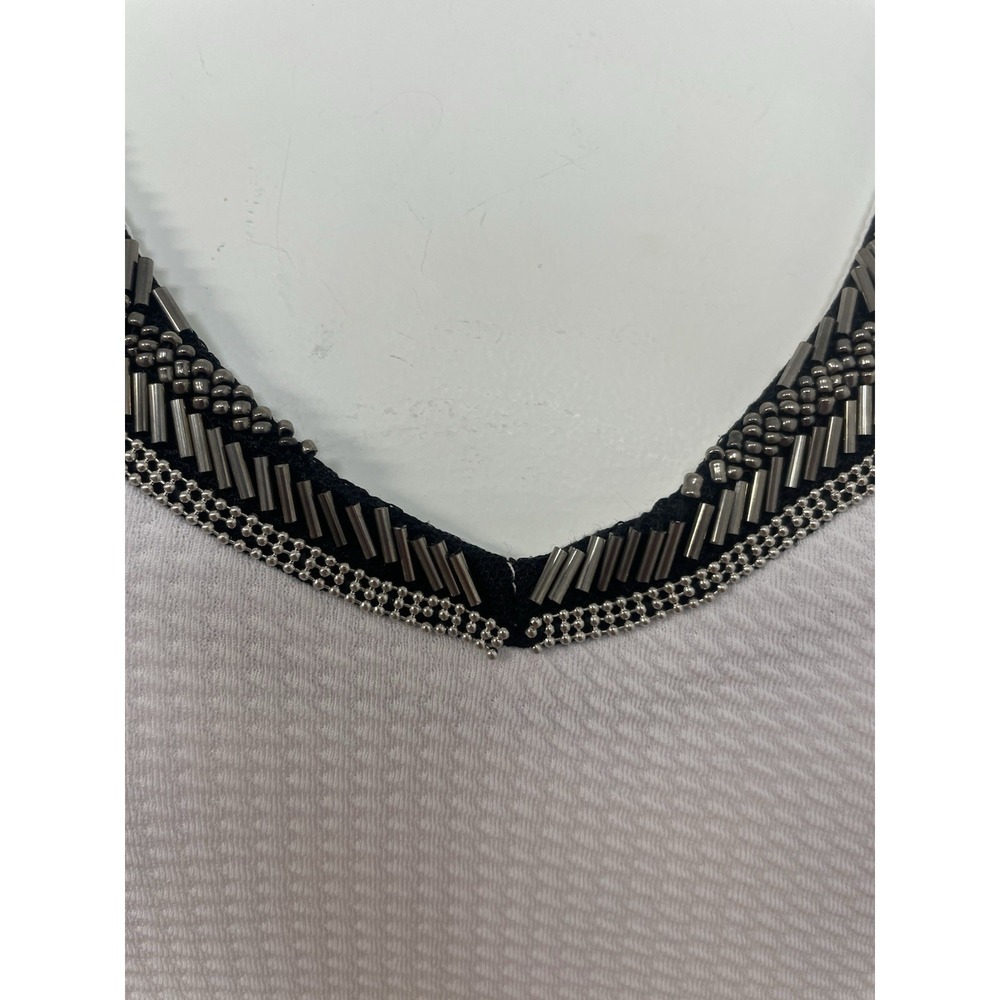 Xoxo Metal Beaded Womens A-Line Dress With Pockets Lined SZ M Flare White/Black - Picture 9 of 16
